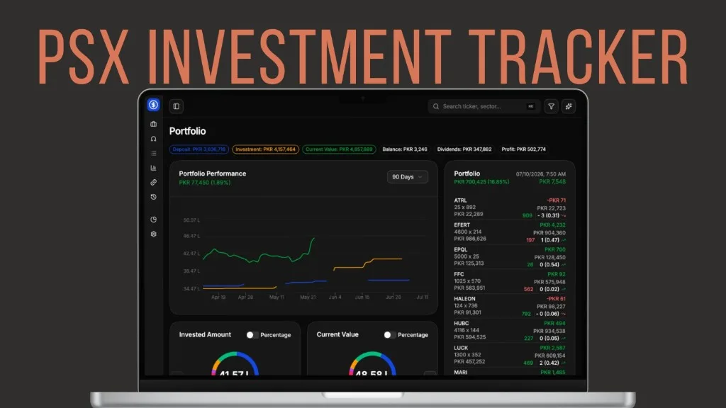 PSX Investment Tracker dashboard showing portfolio performance and holdings
